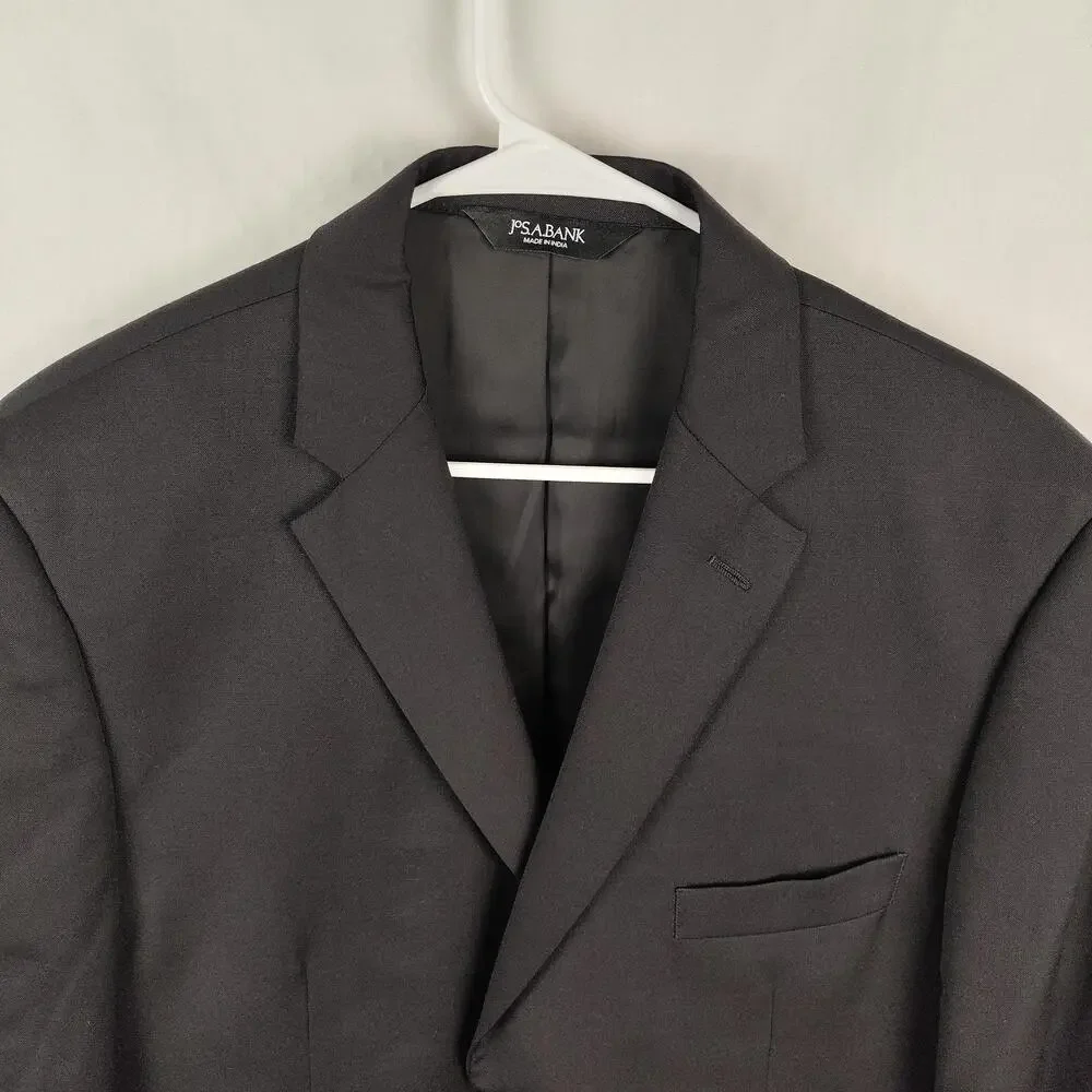 Jos A Bank Suit Jacket Mens 44 Short Gray Wool 2 Piece Classic Fit Pants 38W